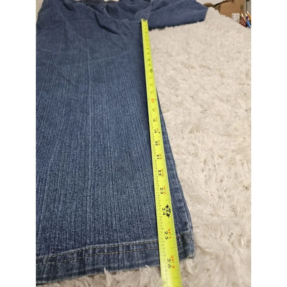 Laura Scott Vintage Denim Pull On Pants Women Size 16 Elastic Waist Textured Fit